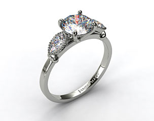 14K White Gold Vintage Fluted Pear Engagement Ring
